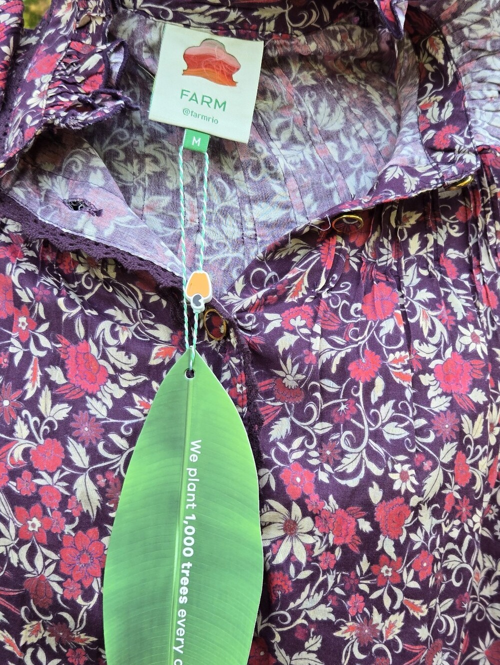 NWT Farm Rio Chelsea Garden Purple Floral Cotton Lace Blouse Size M - Picture 12 of 12